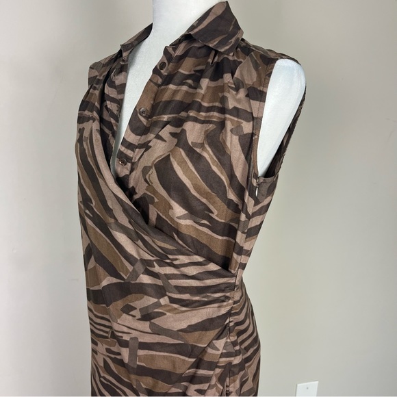 WEEKEND MAXMARA SLEEVELESS VNECK SHIFT DRESS IN BROWN SIZE 8 - Picture 6 of 15